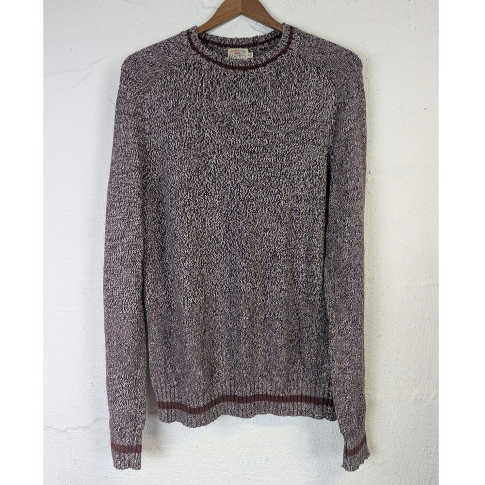 Faherty Pullover Sweater Womens Medium Burgundy Heather Crew Neck Soft Classic
